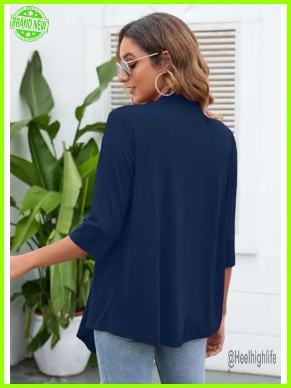 3/4 Sleeve Open Front Cardigan Soft Drape Casual Lightweight